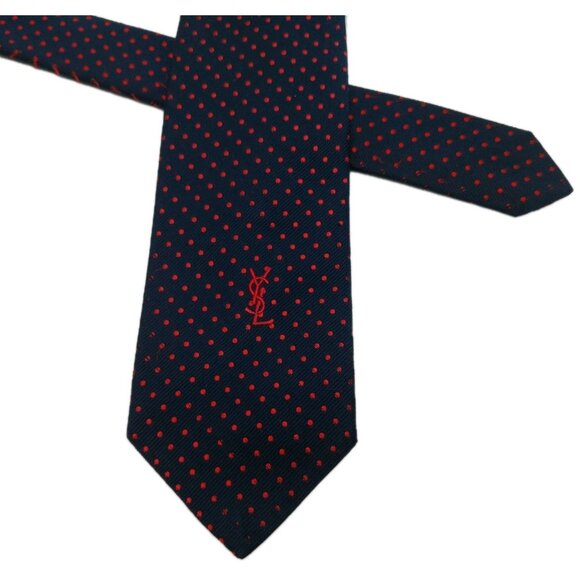 Yves Saint Laurent Classic Men's Tie Lazarus Men's Shop Blue With Red - Picture 1 of 5